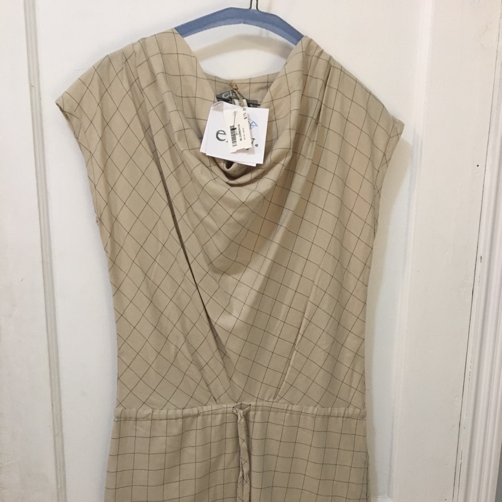 Beige cotton Cowl Neck Dress Size S Bloomeria Dress nomad by elroy  beige check